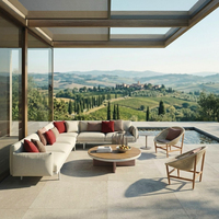 Canapé de jardin modulaire, cadre aluminium, mousse imperméable à séchage rapide, pour hôtel et terrasse