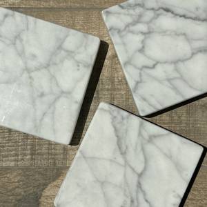 Dessous de verre en marbre 4x4 pierre naturelle blanc gris sous-verres décoratifs sous-verres carrés thé café - Product Image 1