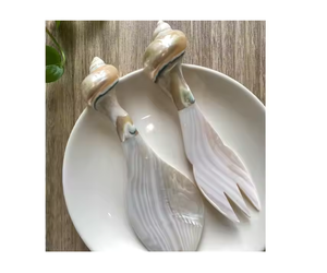 High Quality Best Selling Set Mother Pearl Seashell Heart Shape Animal Theme Eco Friendly Dinnerware Vintage <b>Dessert</b> Spoon Binh - Product Image 2