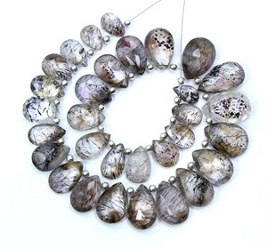 ลูกปัดลูกแพร์เจียระไนพลอยสีม่วงขนาด8นิ้วพลอยหลวมธรรมชาติสำหรับทำเครื่องประดับ - Product Image 1