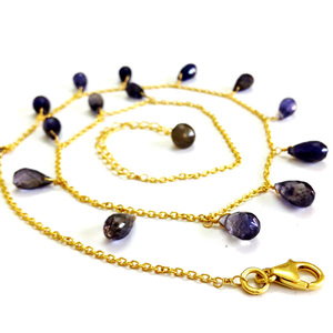 สร้อยคอเงินแท้ 925 ชุบทอง ประดับพลอยลอลิท ดีไซน์วินเทจ ทันสมัย เหมาะสำหรับผู้หญิง สวมใส่ได้ทุกวัน - Product Image 2