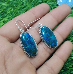 925ต่างหูอัญมณี Lapis เงินสเตอร์ลิงทำมือต่างหูเงินสไตล์ Boho สำหรับผู้หญิงของขวัญแต่งงานสำหรับภรรยา - Product Image 2