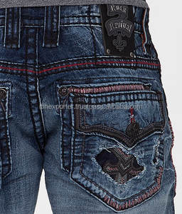 Vaqueros vaqueros de calidad superior con bordado elegante en el bolsillo - Product Image 2