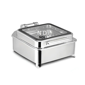 จานอุ่นอาหารพร้อมเสิร์ฟอาหารมีลวดลายทำจากสเตนเลสสตีลแบบทุบสำหรับงานเลี้ยงแต่งงานการจัดเลี้ยง - Product Image 3