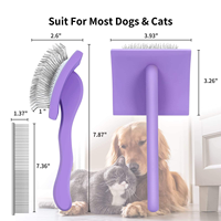 Brosse démêlante autonettoyante pour animaux de compagnie, en PP et TPR écologiques, avec poignée pliable antidérapante, pour chien et chat, pour la salle de bain