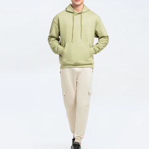 เสื้อมีฮู้ดของผู้ชายผ้าฝ้ายแบบสวมหัวมี100% สีเขียวแบบสวมหัวสไตล์สตรีทแวร์ไซส์ใหญ่พิเศษ - Product Image 2