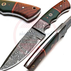 มีดสกินเนอร์เหล็กดามัสกัสทำด้วยมือแบบมืออาชีพพร้อมปลอกหนังมีดสกินเนอร์สำหรับล่าสัตว์ - Product Image 3