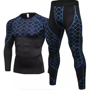 Wholesale Unisex Compression Rash Guard Set Gym Fitness Quick Dry Breathable Anti-UV Sportswear Long Sleeve Shirt Training Pant - Product Image 5