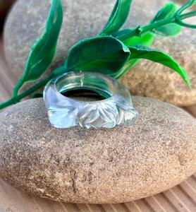 Natural <b>Crystal</b> Quartz Gemstone Hand Carved Beautiful Design <b>Ring</b> Statement <b>Ring</b> <b>Crystal</b> Quartz Jewelry - Product Image 1
