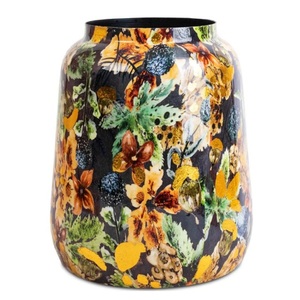 Maceta redonda de hierro hecha a mano, calcomanía con acabado esmaltado personalizado para decoración del suelo del jardín del hogar, hecha de Metal de aluminio - Product Image 3