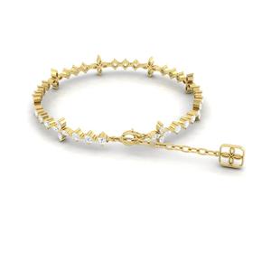 Bracelet en or rose 10 carats avec de petits diamants ronds cultivés en laboratoire au design moderne pour la mode féminine - Product Image 6