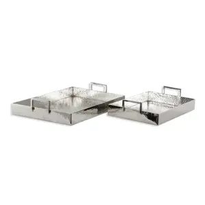 Plateau de service Rectangle en métal argenté de grande qualité pour la décoration de restaurant et de mariage fait à la main personnalisé - Product Image 1