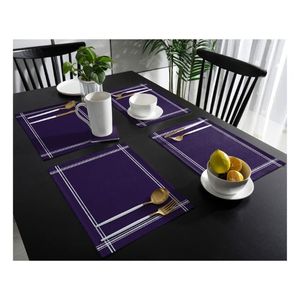 Silver Jacquard Stylish Two Sided Washable <b>Table</b> Mats Organic Cotton Woven Kitchen Embroider Wholesale For Wedding <b>Dining</b> <b>Tables</b> - Product Image 5
