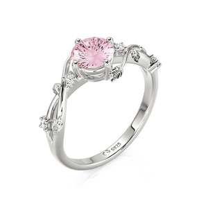 Jeulia Parallel Meet Bypass Vine Leaf Engagement Ring with Pink Sunflare Cut Diamond - Product Image 2