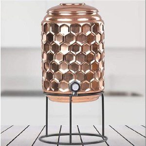 Distributeur d'eau en cuivre fait à la main de 5 litres fonction personnalisée de meilleure qualité pour boire du robinet martelé en cuivre pur en gros - Product Image 2