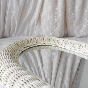 กระจกติดผนังทรงรีหวายถักลายหรูหราพร้อมกรอบถักสำหรับตกแต่งสไตล์ชายทะเลและโบฮีเมียน - Product Image 3