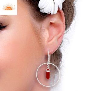 Pendiente colgante de piedras preciosas de ónix rojo Natural de plata de ley de nuevo diseñador, joyería para mujer, regalo para ella - Product Image 3