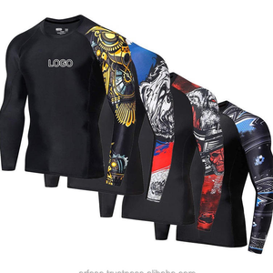 T-shirt de compression pour homme, manches longues, imprimé graphique, coupe ajustée, vêtements de sport, rashguard, marque privée, UPF 50+ - Product Image 1