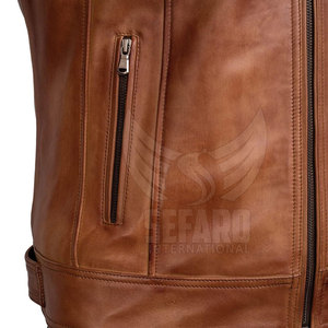 Veste de moto pour homme en cuir véritable, prix imbattable, couleur unie, vente en ligne - Product Image 5