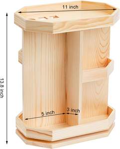 Organisateur de maquillage en bois rotatif à 360 degrés, carrousel de stockage de cosmétiques organisateur de comptoir multifonction pour salle de bain - Product Image 2