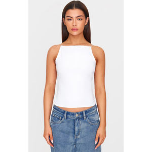 Haute qualité blanc Slinky à bretelles épaule col droit haut nouveau concepteur à la mode fêtes personnalisées fabrication en gros - Product Image 1