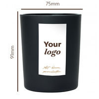 Vela Aromática de Lujo Hecha a Mano de 25cl, Fragancia Personalizada con Logotipo, Cera Mixta en Cilindro, Vidrio Lacado Negro, 55 Horas de Duración, Estilo Moderno