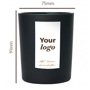 เทียนหอมอโรมาเธอราพีทำมือสุดหรู 25 ซล. กลิ่นหอมตามสั่ง โลโก้สั่งทำ ขี้ผึ้งผสม ทรงกระบอก แก้วเคลือบดำ 55 ชั่วโมง ผลิตในฝรั่งเศส - Product Image 3