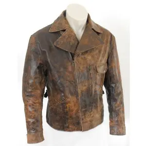 Nueva moda patrón sólido Kurt Russell Escape de LA chaqueta de cuero para hombres Faux down Stand Collar Biker Bomber detalle tachonado