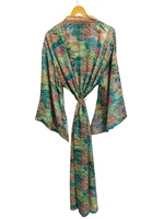 Vêtements de fête chemise kimono en soie pour femme multicolore doux vêtements de maison chemisier en soie multicolore robe courte kimono taille libre salon