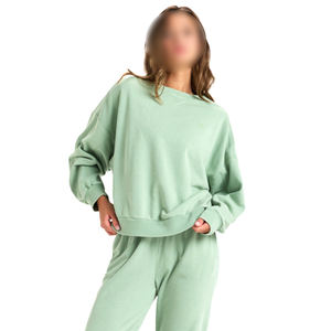 Matériau doux au toucher de couleur verte avec pull-over en coton double face entièrement personnalisé - Product Image 3