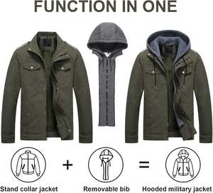 Veste en toile de coton de haute qualité à la vente chaude pour homme Logo personnalisé Poids lourd Travailleur Doublée Vêtements décontractés Vestes pour hommes - Product Image 4