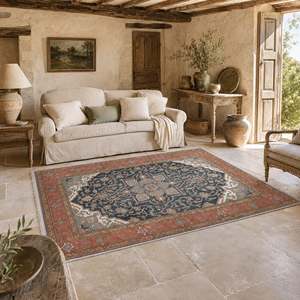 Netline Home Crossed Arch Navy Blue Traditional <b>Washable</b> <b>Rug</b> - Product Image 4