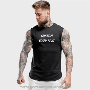 Venta al por mayor personalizado 100% algodón cuello cuadrado transpirable secado rápido hombres peso pesado gimnasio correr Chaleco de alta calidad - Product Image 5