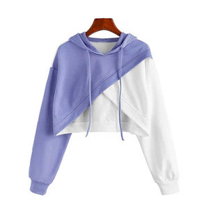 Alta calidad logotipo personalizado Drop-shoulder Crop Streetwear ecológico lienzo frente invierno moda sudaderas con capucha para mujeres - Product Image 1