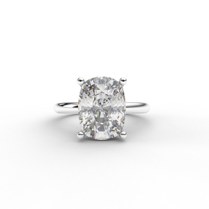 Anillo Elegante con Diamante de Laboratorio Corte Cojín, Banda Lisa, Oro Blanco de 18 Quilates - Product Image 1