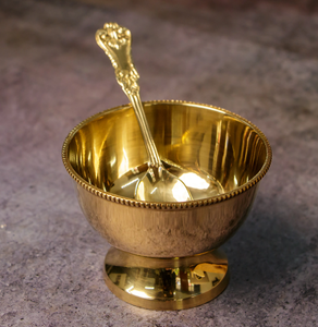 ชามเสิร์ฟของหวานทองเหลืองพร้อมช้อนผลิตภัณฑ์ออกแบบได้ตามต้องการ - Product Image 1