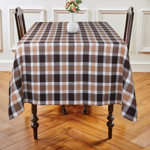 Hot Sales in India Customized Sizes Brown Color <b>Checked</b> Patterns <b>Table</b> Cloth Woven Home Textile Product - Product Image 1