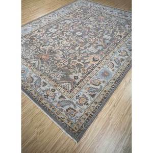 Tapis en laine noués à la main Erbe, gris et noir, motifs floraux et abstraits, tapis rectangulaire pour salon et couloir, modèle Enlp-08 - Product Image 2