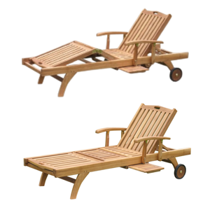 ไม้สักพับได้เลานจ์อาบแดดสระว่ายน้ำสวนและลานเฟอร์นิเจอร์กลางแจ้งที่มีล้อและถาดด้านข้างสำหรับใช้ในโรงแรมวิลล่าและรีสอร์ท - Product Image 6