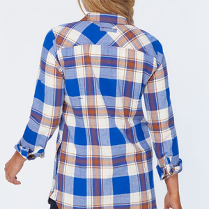 เสื้อสวมหัวผ้าสักหลาดลายสก๊อตของผู้หญิงคลาสสิกนุ่มสบายคอตั้งยาวสำหรับสวมใส่สบายในฤดูร้อนอากาศหนาว - Product Image 5