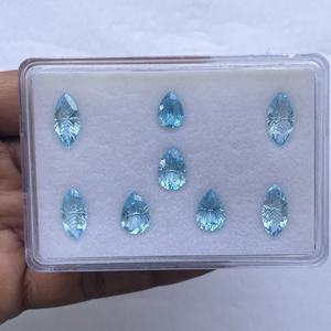 พลอยโทแพซสีฟ้าธรรมชาติขนาด 10 มม. 12 มม. 14 มม. แบบแกะสลักแฟนซี สำหรับทำเครื่องประดับ ขายส่งจากผู้ผลิตพลอยกึ่งมีค่า - Product Image 3