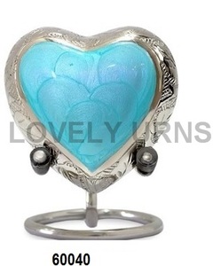 A.K Adult <b>Ashes</b> Heart Shaped <b>Mini</b> Keepsake <b>Urn</b> with Stand 200 Cubic Inch Capacity Eco-Friendly & Customizable Design (Blue/Pink) - Product Image 2