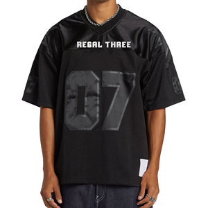 Oversize Football Mesh Jersey Drop Shoulder V-Neck American Oversize Football Jersey Camisas Manga corta V-Neck Football Shirt - Product Image 4