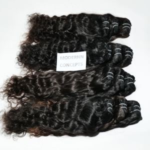 Vente en gros 100% extensions de cheveux humains de temple indien vierge brut meilleure qualité ondulée cuticule alignée vagues naturelles compétitives - Product Image 1
