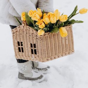 Cesta de ratán en forma de casa de estilo nórdico para niños, cesta de almacenamiento de ratán para decoración de fiesta de guardería - Product Image 3