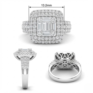 Bague européenne pour femme, nouvelle collection, effet d'illusion, or blanc 18 carats, bijoux en diamant véritable, cadeau romantique - Product Image 5
