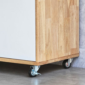 80x35x70cm Mobile Rubber Wood 4-Drawer Flat Panel Door Minimalist Living Room <b>Chest</b> of Drawers KTB68157 Furniture - Product Image 4