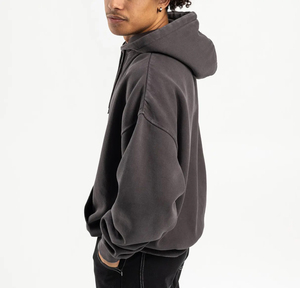 Venta al por mayor 450 GSM barato Unisex Sudadera con capucha de gran tamaño de tela de lana en relieve pantalla personalizada otoño Sudadera con capucha logotipo propio sudaderas con capucha en blanco hombres - Product Image 2
