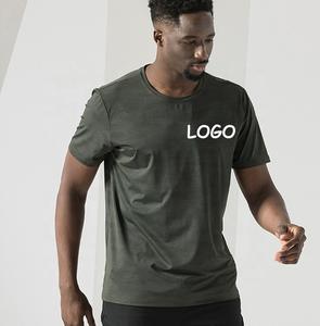 T-shirt personnalisé de haute qualité pour hommes, tissu extensible, séchage rapide, t-shirts de couleur unie à col rond, vente en gros - Product Image 2