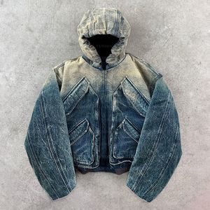 แจ็กเก็ตยีนส์มีฮู้ดสำหรับผู้ชายเสื้อแจ็คเก็ตลำลองแบบขยายได้หลายสีสำหรับฤดูใบไม้ร่วง - Product Image 1